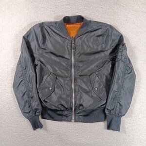 Vintage Alpha Industries Jacket Mens Small Black MA-1 Flight Bomber Reversible